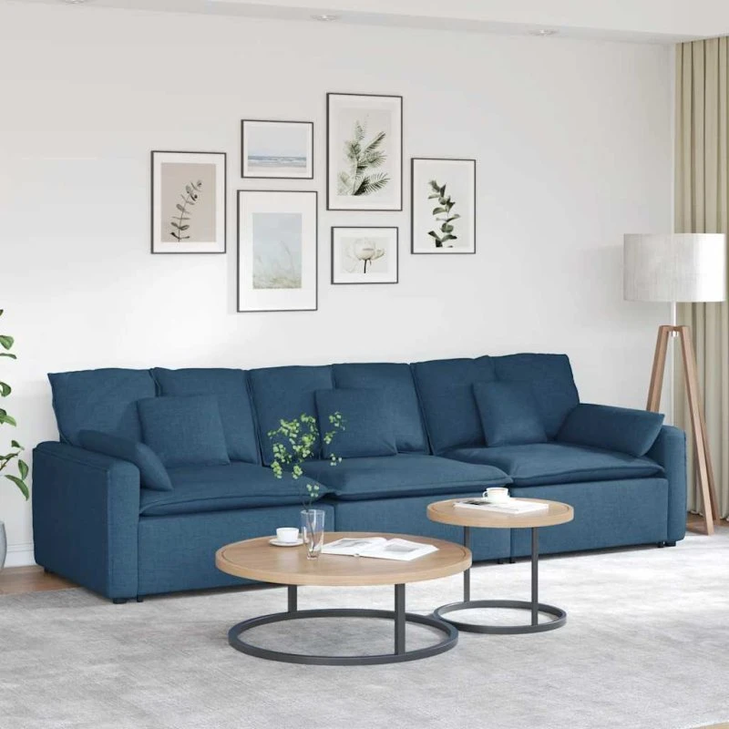 vidaXL modulsofa med hynder blå