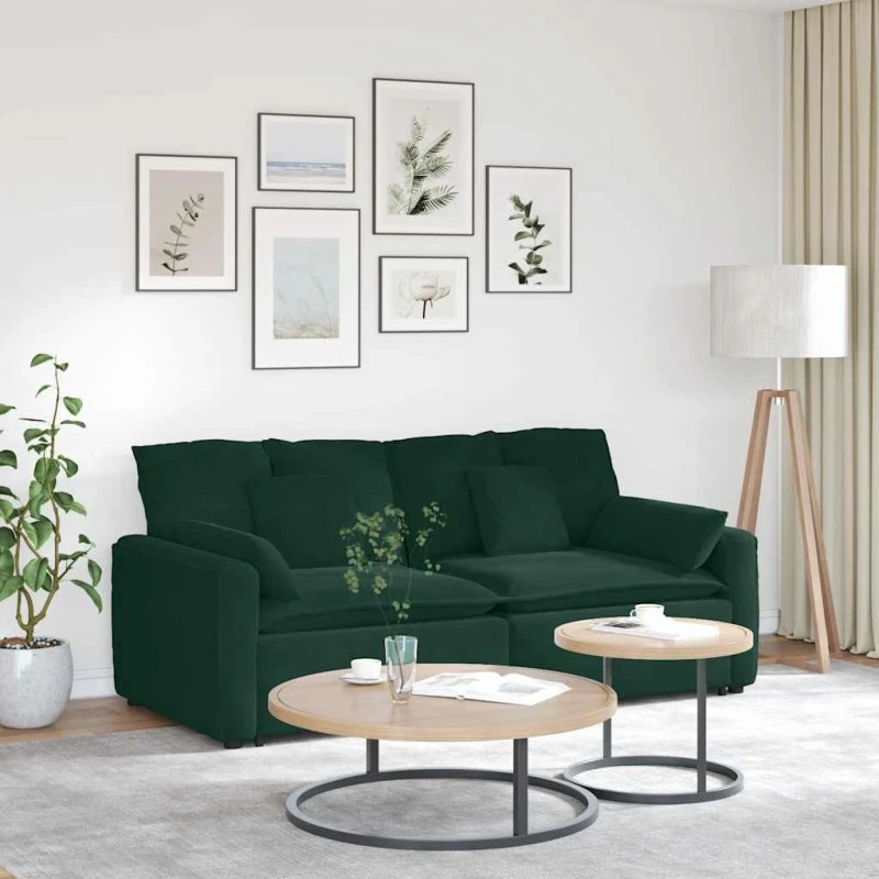 vidaXL Modulsofa med Hynder, Mørkegrøn
