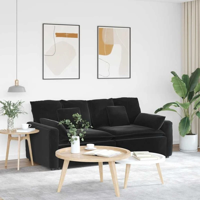 vidaXL Modulsofa med Hynder, Sort