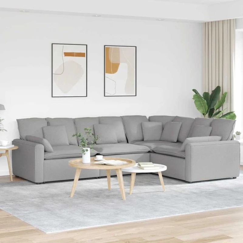 vidaXL modulsofa med hynder stof, skygrå