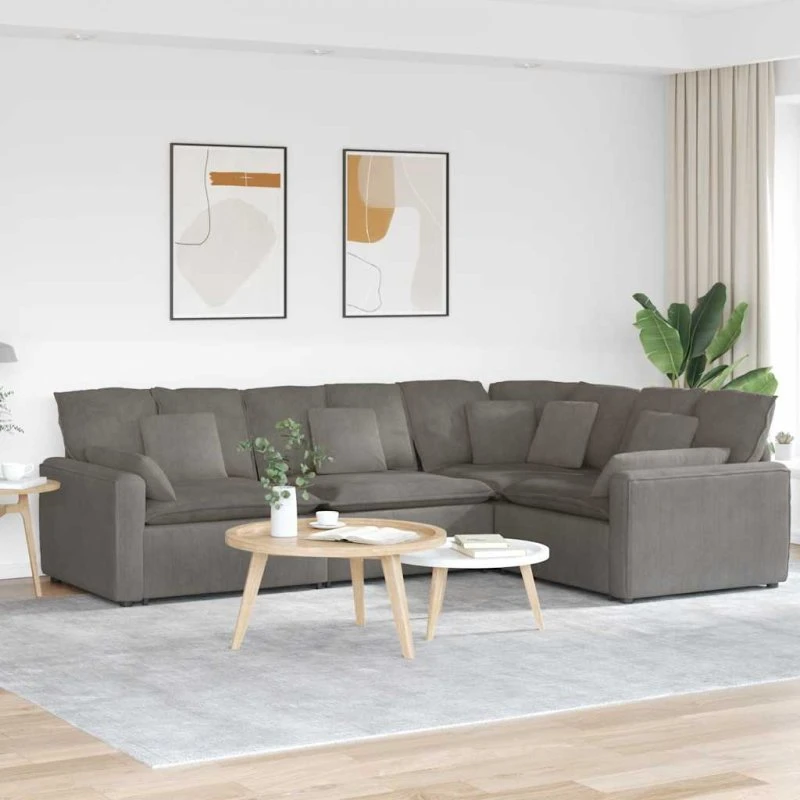 vidaXL modulsofa med hynder lysegrå fløjlsstof
