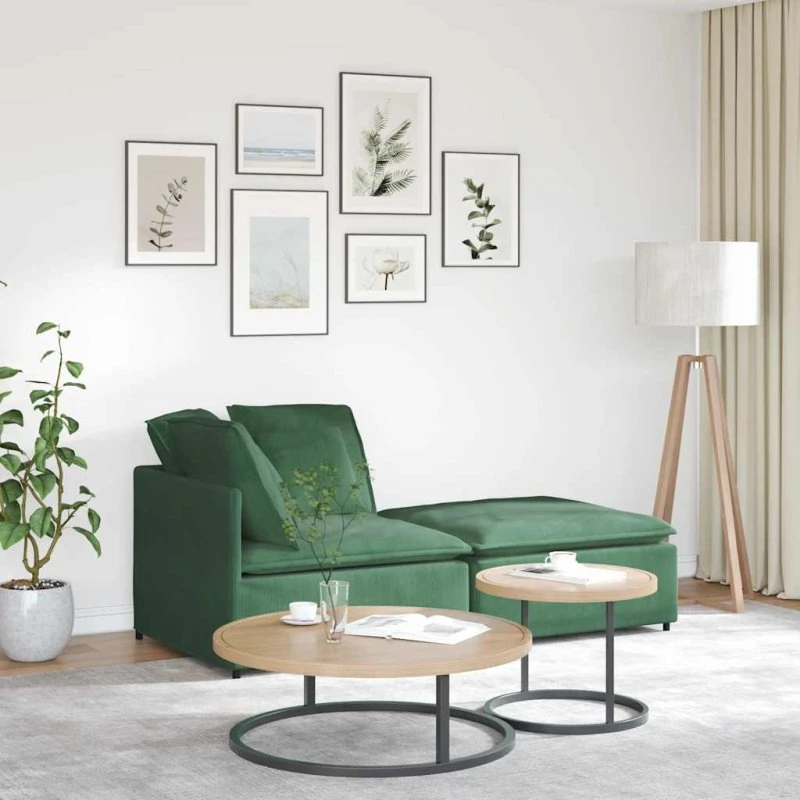 vidaXL modulsofa med fodskammel og hynder, mørkegrøn