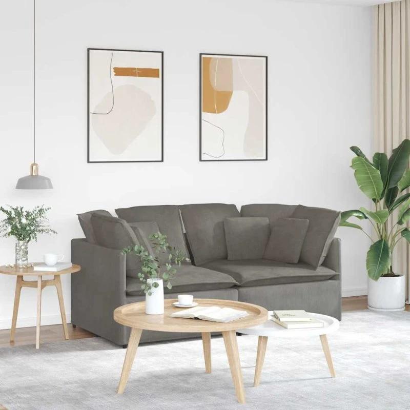 vidaXL modulsofa med hynder lysegrå fløjlsstof