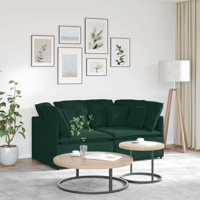 vidaXL modulsofa med hynder fløjl mørkegrøn