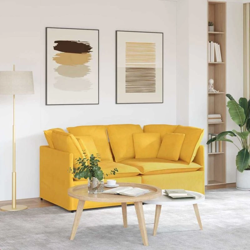 vidaXL modulsofa med hynder lysegul