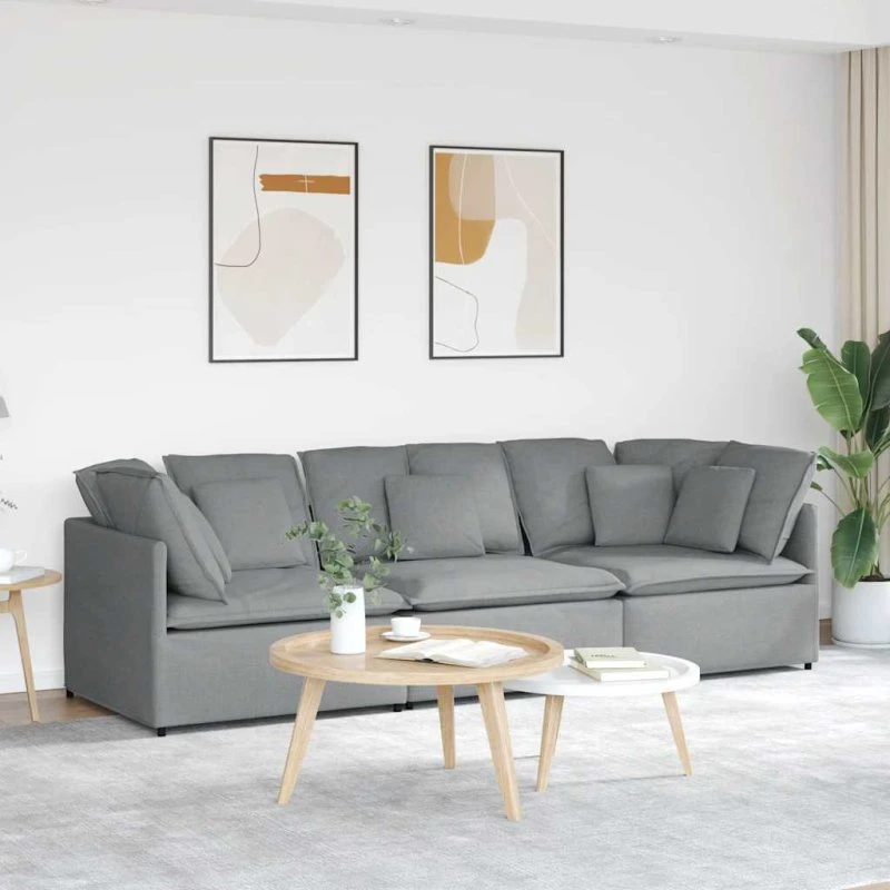 vidaXL Modulsofa med Hynder, Lysegrå
