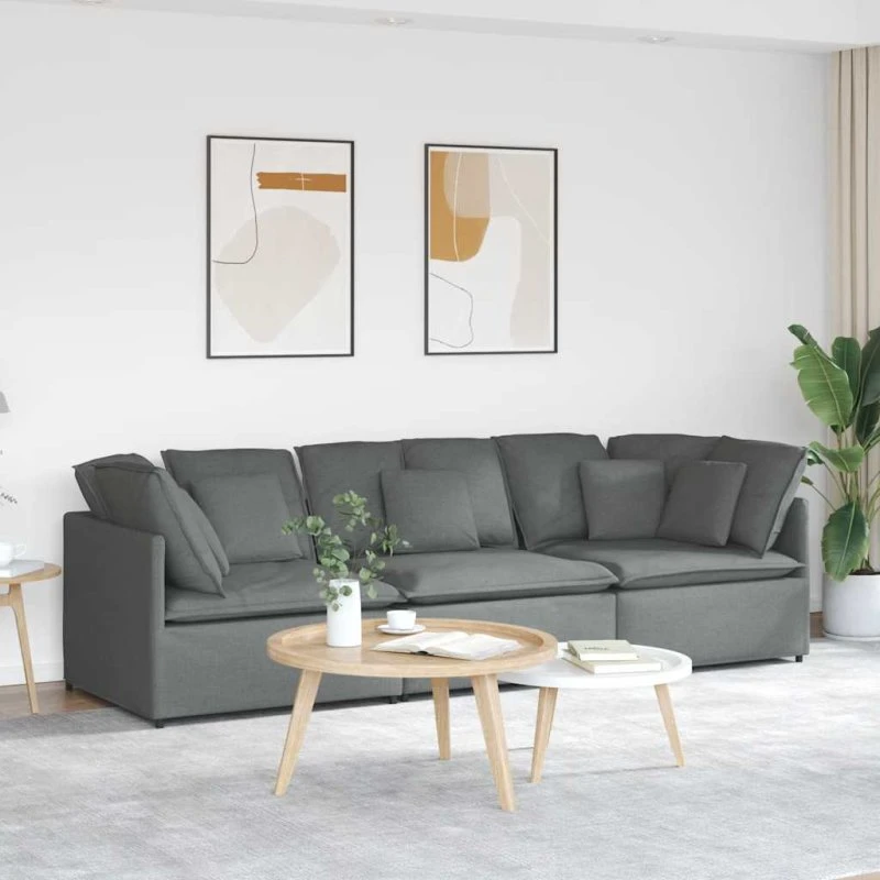 Modulsofa Med Hynder Stof - Mørkegrå