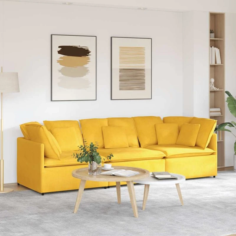 vidaXL modulsofa med hynder lysegul