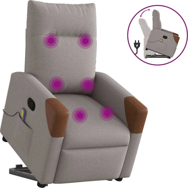 vidaXL Løftestol med Massage Gråbrun