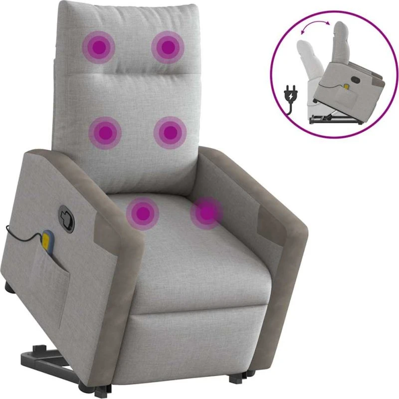 vidaXL Løftestol med Massage og Løftefunktion, Skygrå