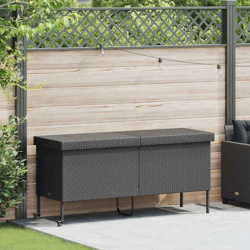vidaXL Opbevaringsboks med Hjul 160x55x75 cm Polyrattan Sort
