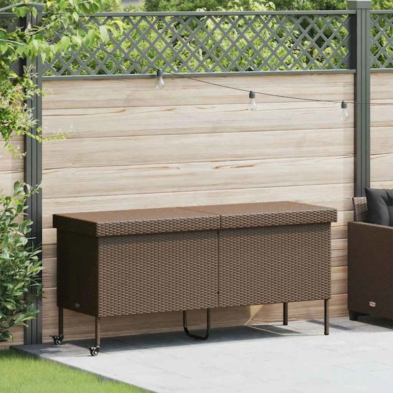 vidaXL Opbevaringsboks med Hjul 160x55x75 cm Polyrattan Brun