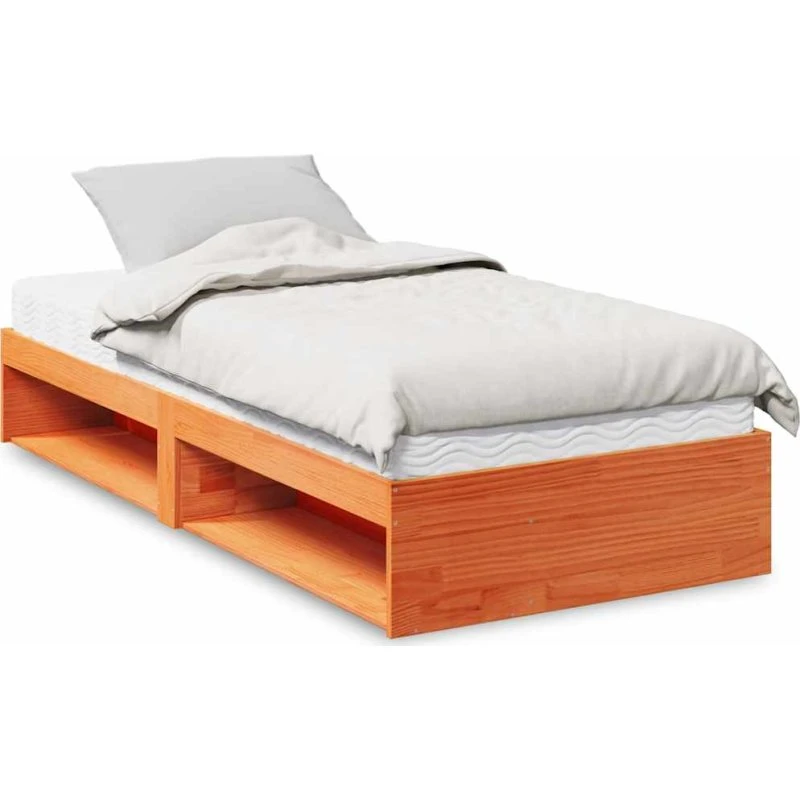 vidaXL Daybed med madras 100x200 cm, massivt fyr, gyldenbrun