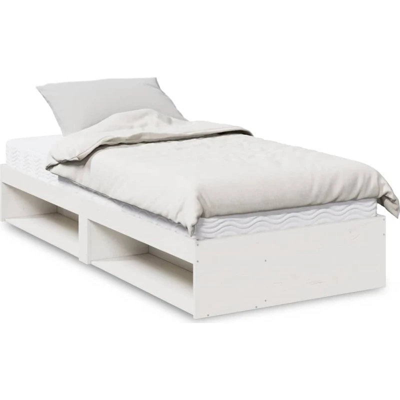 vidaXL Daybed med madras 90x200 cm, massivt fyrretræ, hvid