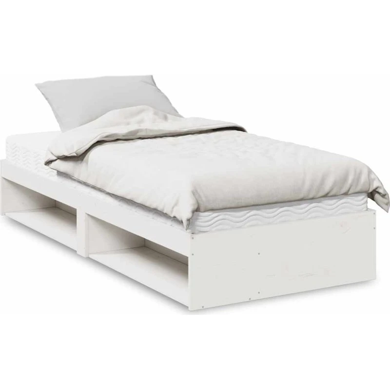 vidaXL Daybed med madras 80x200 cm, massivt fyrretræ, hvid