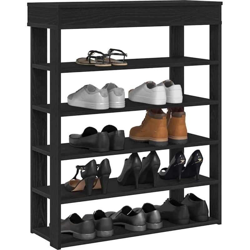 vidaXL Skostativ 80x30x98 cm Konstrueret Træ Sort