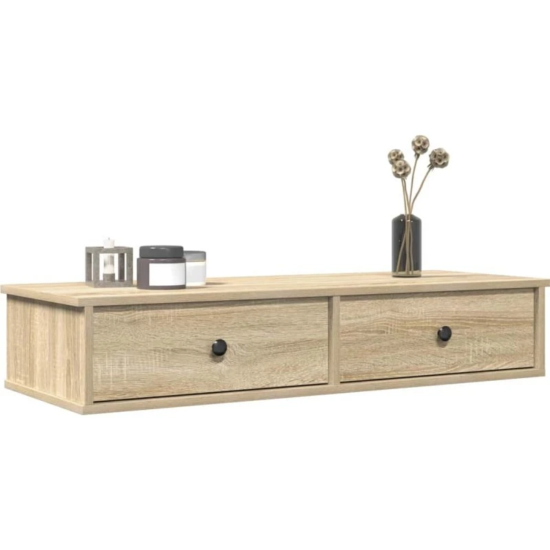 vidaXL Væghylde med Skuffer 100x37,5x19 cm Konstrueret Træ Sonoma-Ege