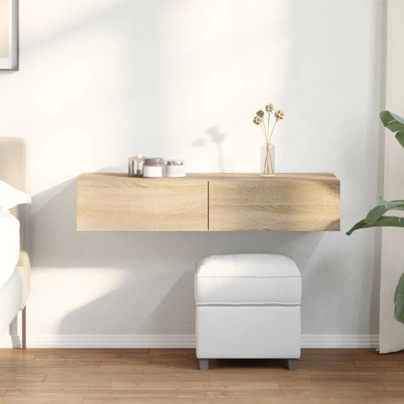 vidaXL Væghylde med Skuffer 100x36x19 cm Konstrueret Træ Sonoma-Eg