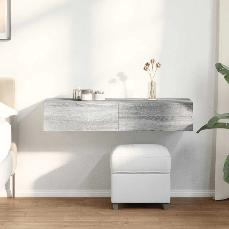vidaXL Væghylde med Skuffer 100x36x19 cm Grå Sonoma-Eg