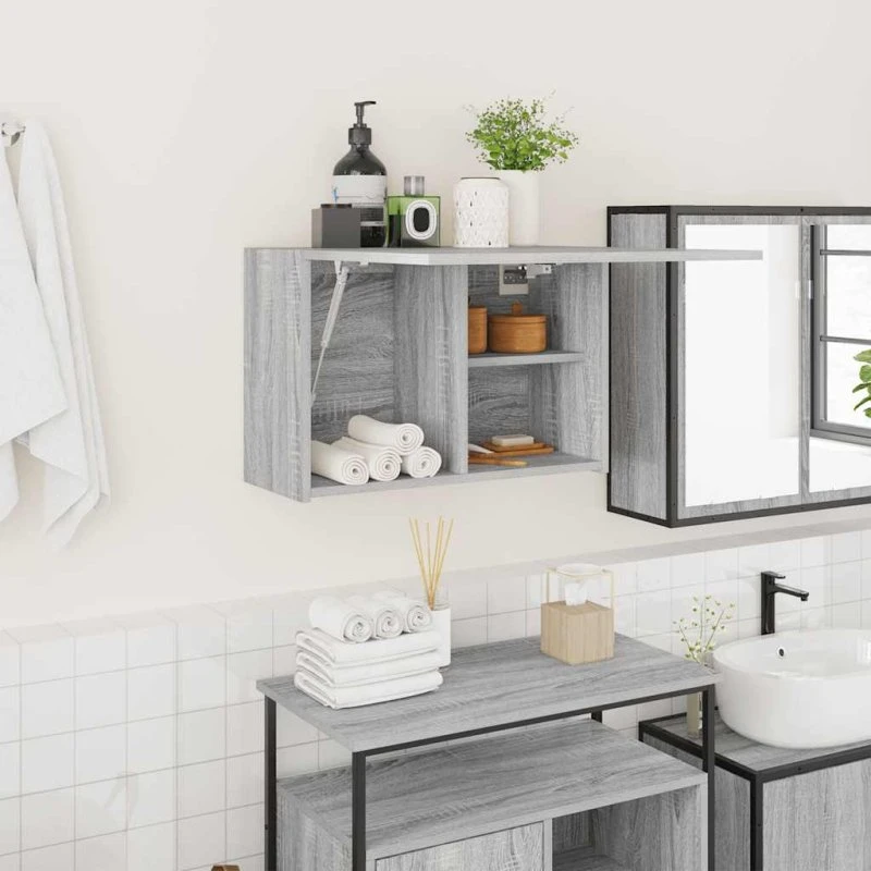 vidaXL Væghængt Badeværelsesskab 60x25x40 cm Grå Sonoma-Eg Konstrueret Træ