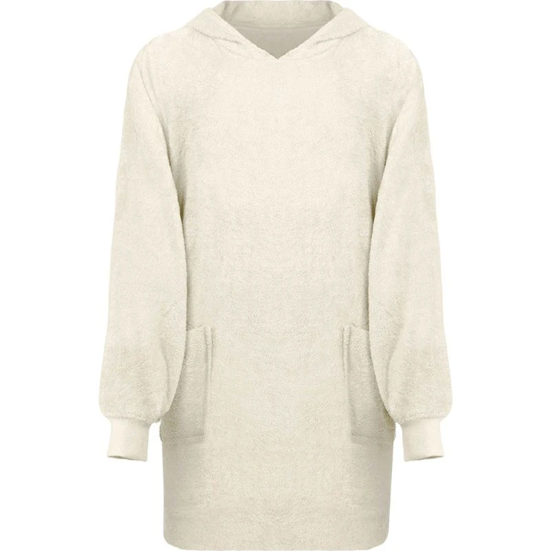 vidaXL Tæppe-hoodie KINN Creme L Bomuld