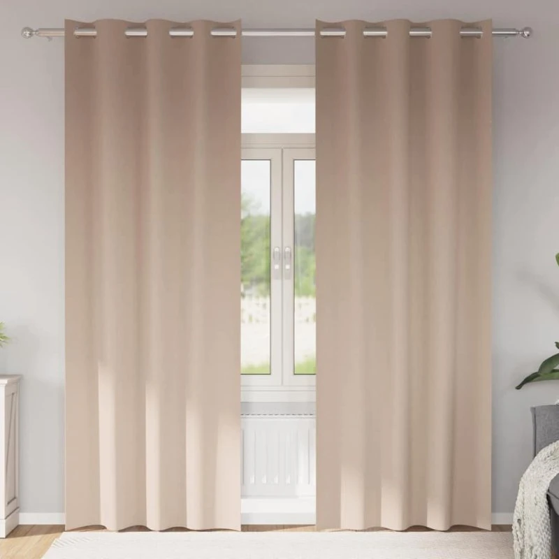 vidaXL Mørklægningsgardiner med Ringe 245 x 140 cm Gråbrun