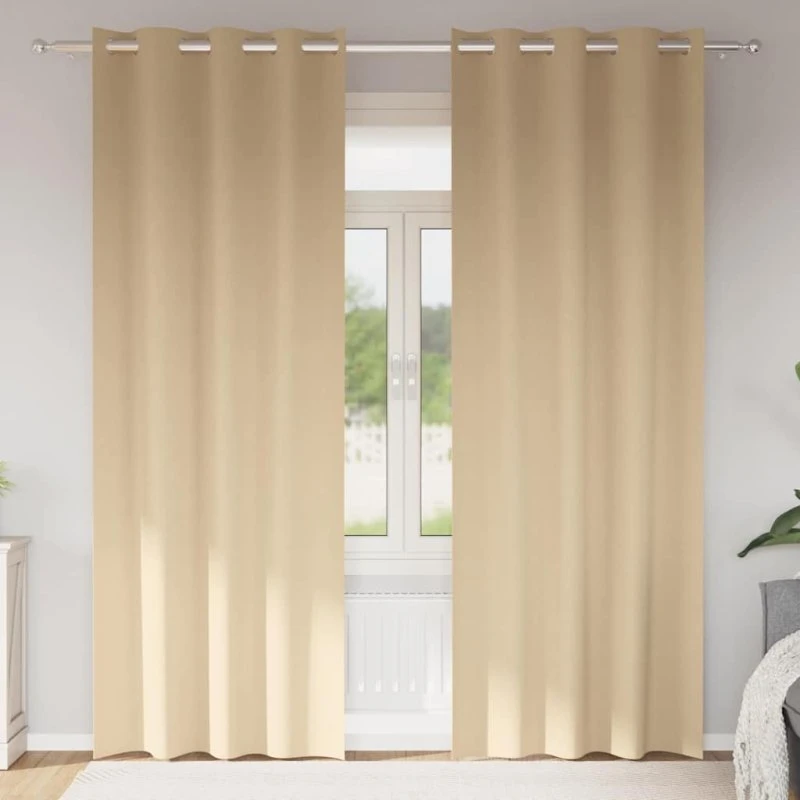 vidaXL Mørklægningsgardiner 245 x 140 cm Creme med Ring
