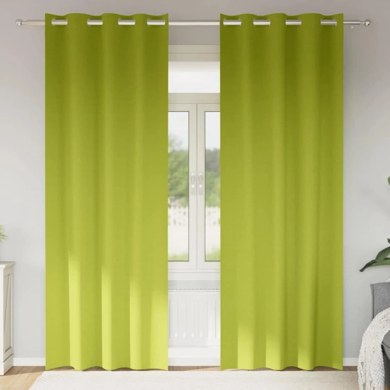 vidaXL Mørklægningsgardiner Grøn 245 x 140 cm med Ringe