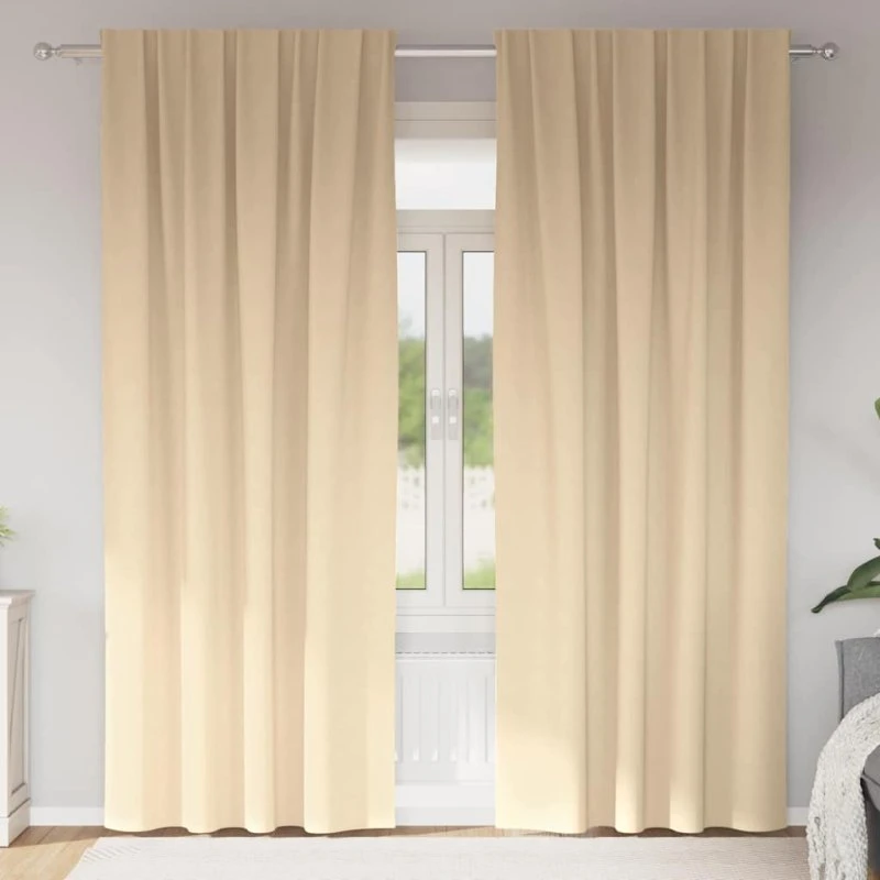 vidaXL Mørklægningsgardiner Creme 245 x 140 cm, 2 stk