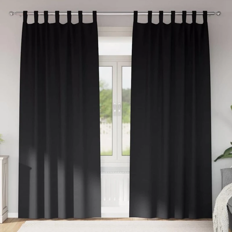 vidaXL Mørklægningsgardiner med Ringe 2 stk, Sort, 225 x 140 cm