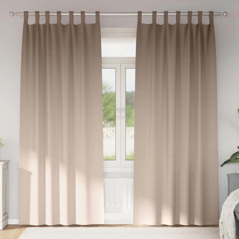 vidaXL Mørklægningsgardiner med Ringe 245 x 140 cm Gråbrun