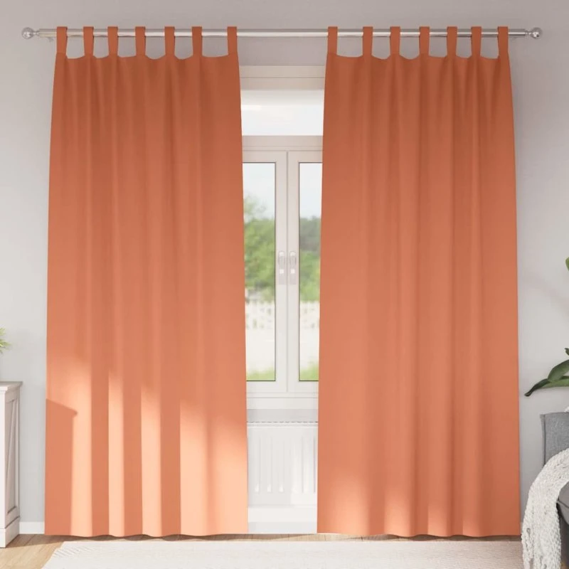 vidaXL Mørklægningsgardiner 245 x 140 cm Terrakotta med Ringe