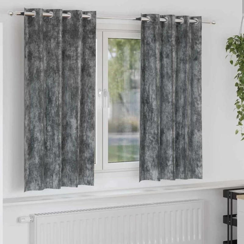 vidaXL Velour Gardiner 2 stk Grå 175 x 140 cm