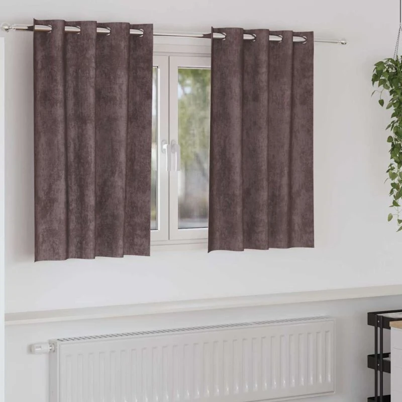 vidaXL Velour Gardiner 2 stk Brun 140 x 140 cm