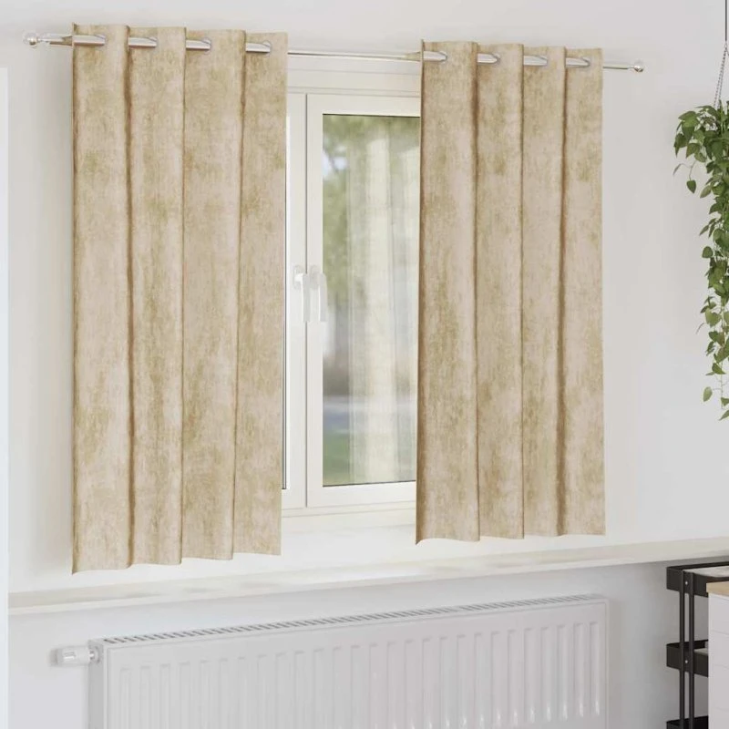 vidaXL Velour Gardiner 2 stk Creme 175 x 140 cm