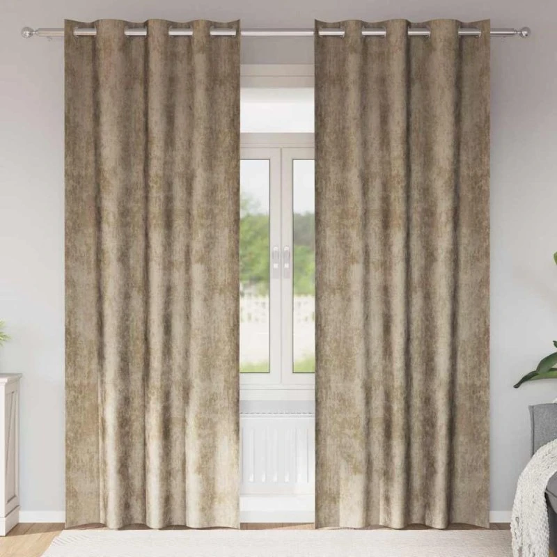 vidaXL Velour Gardiner 260 x 140 cm champagne, 2 stk