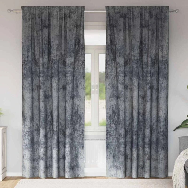 vidaXL Velour Gardiner 225 x 140 cm Sølvgrå 2 stk