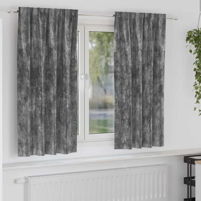 vidaXL Velour Gardiner 2 stk Grå 175 x 140 cm