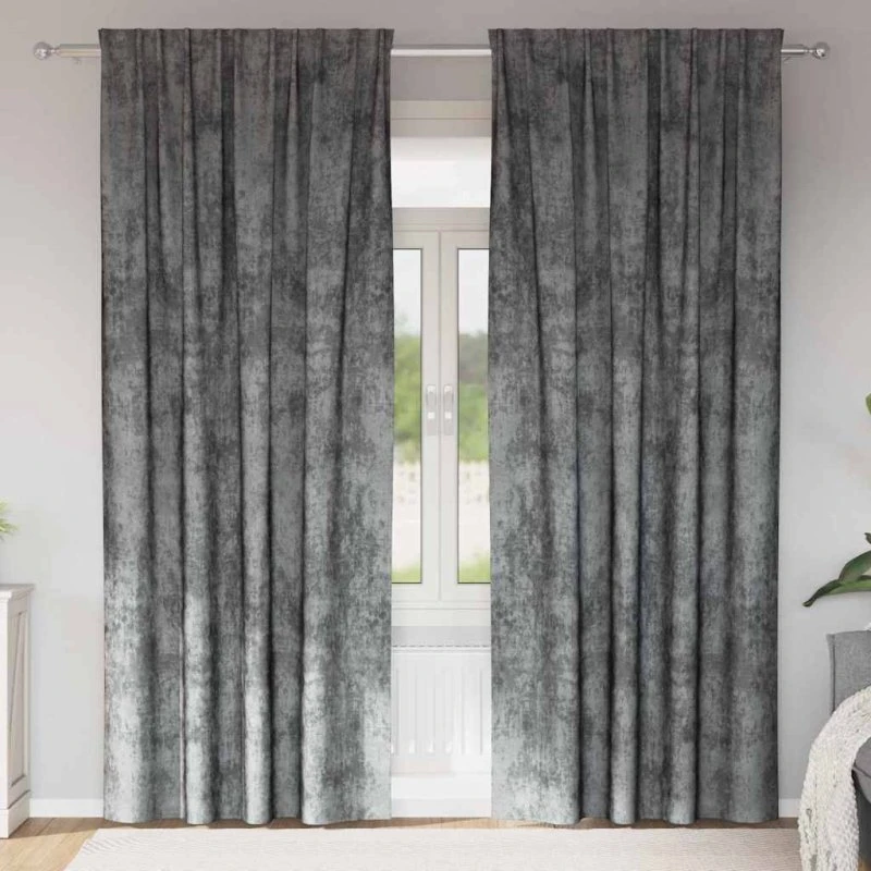 vidaXL Velour Gardiner 260 x 140 cm Grå 2 stk