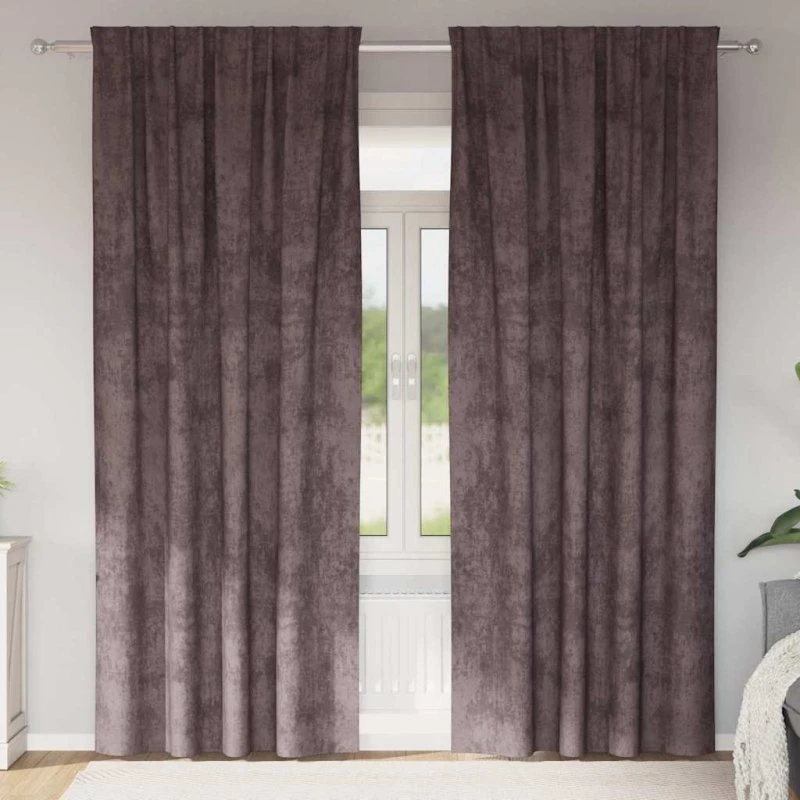 vidaXL Velour Gardiner 260 x 140 cm Brun, 2 stk