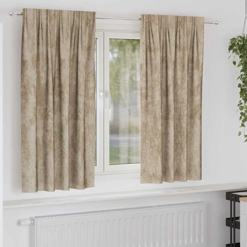vidaXL Velour Gardiner 2 stk champagne 175 x 140 cm