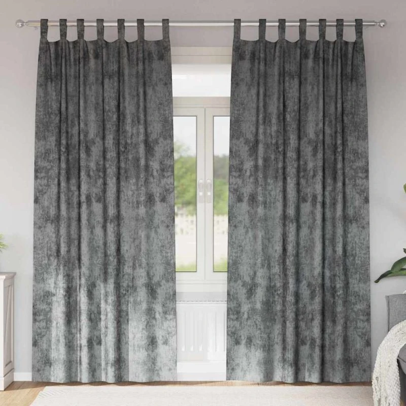 vidaXL Velour Gardiner 2 stk Grå 225 x 140 cm