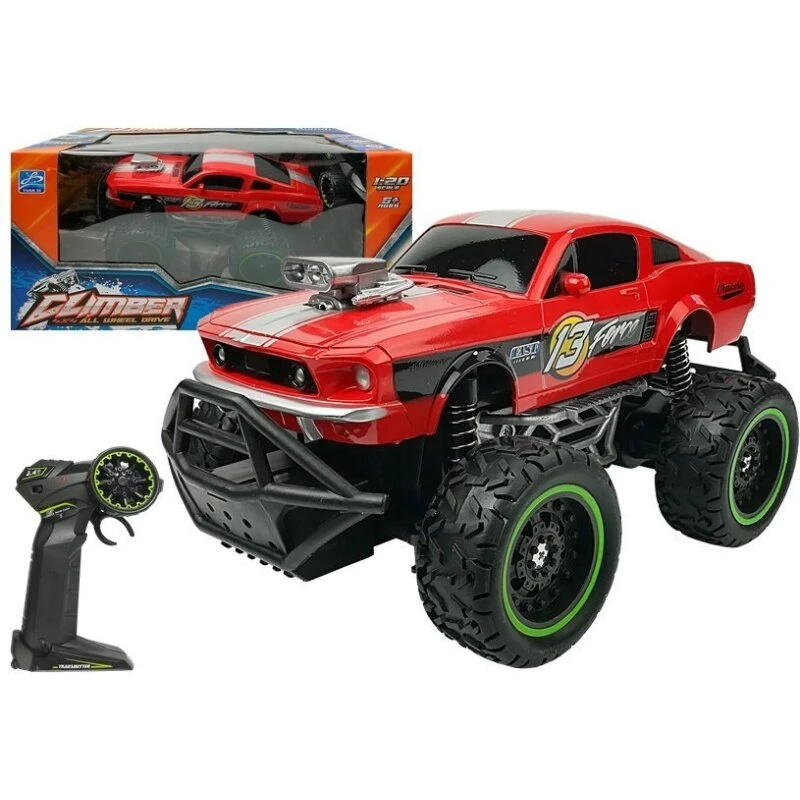 R/C offroadbil 1:20, højhjul – rød, 6,5 km/t