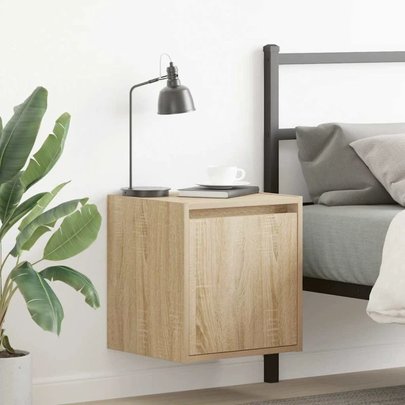 vidaXL Væghængt Sengebord 38x34x40 cm Sonoma-eg