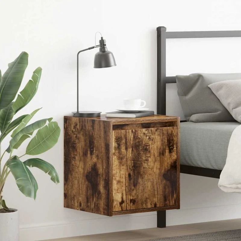 vidaXL Væghængt Sengebord 2 stk. 38x34x40 cm Røget Egetræ