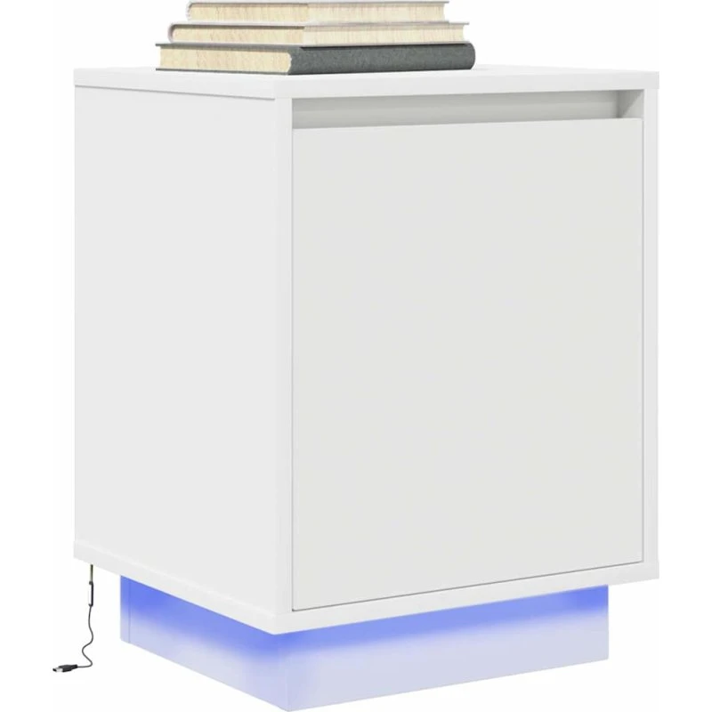 vidaXL Sengeskab med LED-lys Hvid 38x34x50 cm