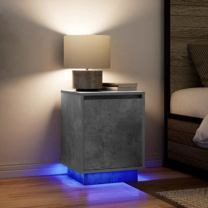vidaXL Sengeskabe 2 stk. med LED-lys 38x34x50 cm betongrå