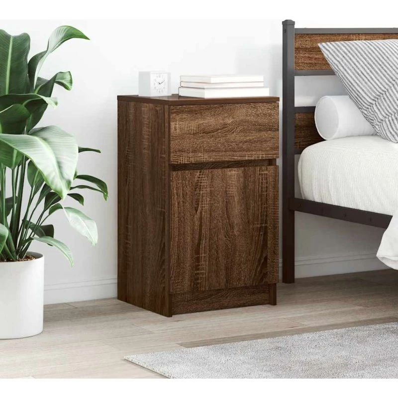 vidaXL Sengeborde 2 stk. 39x35x65 cm brun konstrueret træ