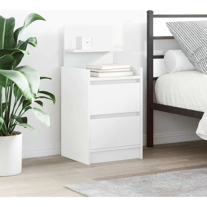 vidaXL Sengebord med 2 skuffer 38x34x80 cm hvid