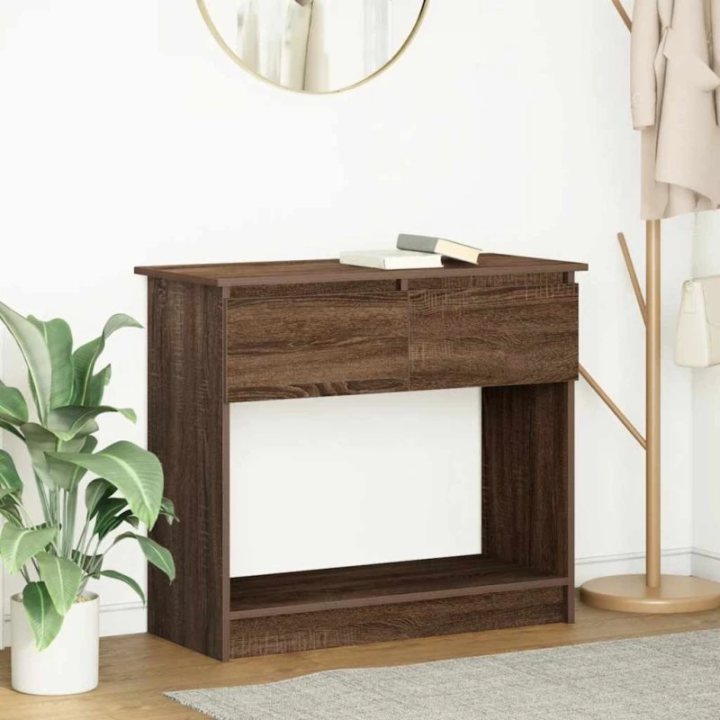 vidaXL Konsolbord med Skuffer 85,5x38,5x74,5 cm Brun Egetræsfarve